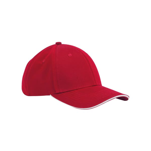 Beechfield Classic 6 Panel Organic Cotton Sandwich Peak Cap One Bottle Green/White One Size