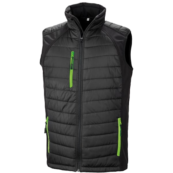 Result Äkta Återvunnen Unisex Vuxen Kompass Softshell Vadderad Väst L Svart/Lime Black/Lime L