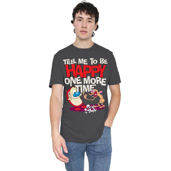 Ren & Stimpy Unisex Vuxen Tell Me To Be Happy T-Shirt XL Gråmelerad Charcoal XL