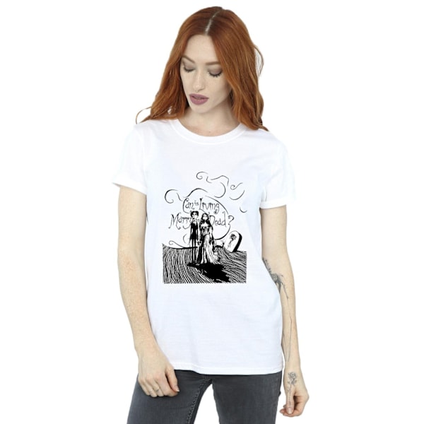 Corpse Bride Damkläder/Damer Gifta De Döda Bomull Pojkvän T-Sh White 3XL