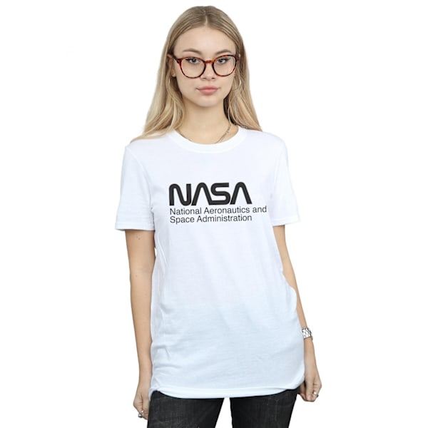 NASA Dam/Damer Logo Enfärgad Bomull Boyfriend T-shirt M Vit White M