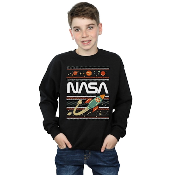 NASA Fair Isle Sweatshirt för pojkar 12-13 år Svart Black 12-13 Years