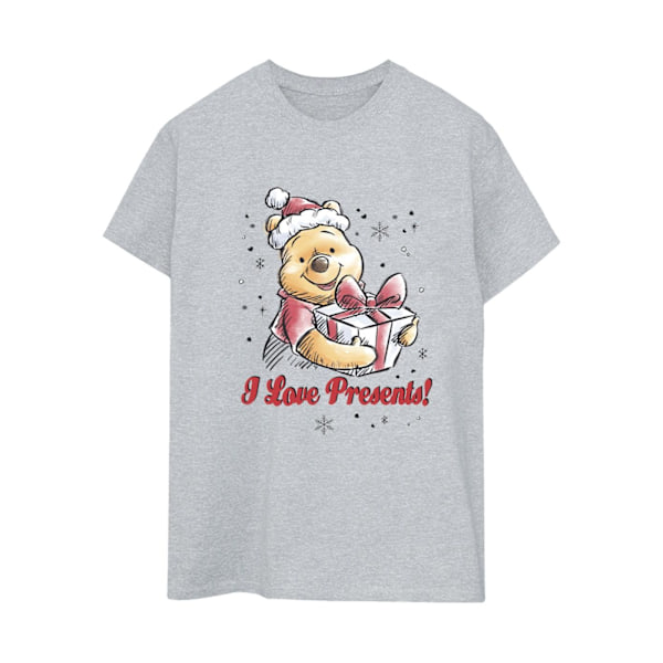 Disney Dam/Damer Winnie The Pooh Love Presents Bomull Boyfriend T-Shirt Sports Grey 3XL