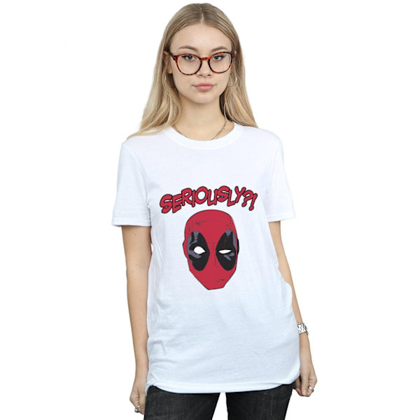 Deadpool Dam/Damer Allvarligt Bomull Pojkvän T-shirt XL Vit White XL