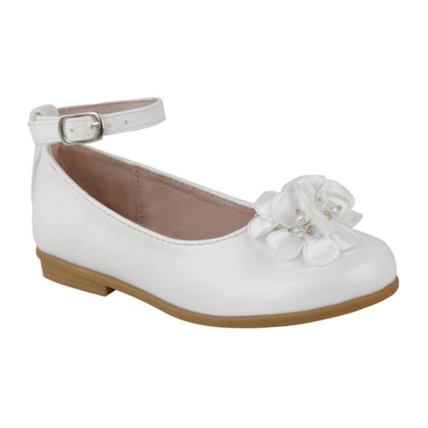 Where's That From Girls Lacen Flower Ankle Strap Flatform Mary White 13 UK Child