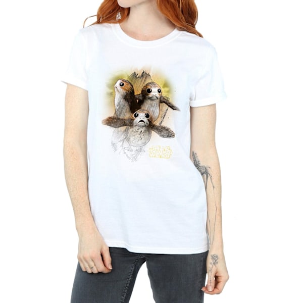 Star Wars: The Last Jedi Dam/Damer Porg Borstad Bomull Boyfriend T-shirt White L