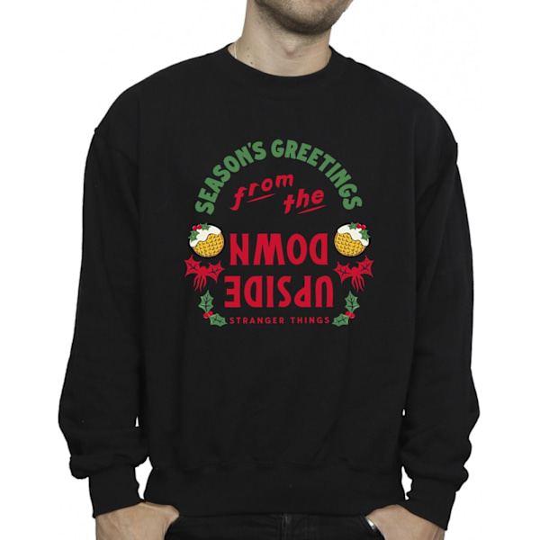 Netflix Mens Stranger Things Upside Down Seasons Greetings Sweatshirt Black XL