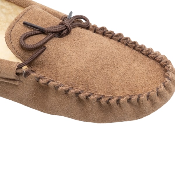 Mokkers herr Jake äkta mockasintofflor i mocka 9 UK ljus taupe Light Taupe 9 UK