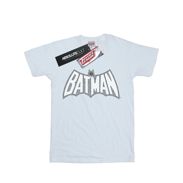 DC Comics Dam/Kvinnor Batman Retro Crackle Logo Bomull Pojkvän White L