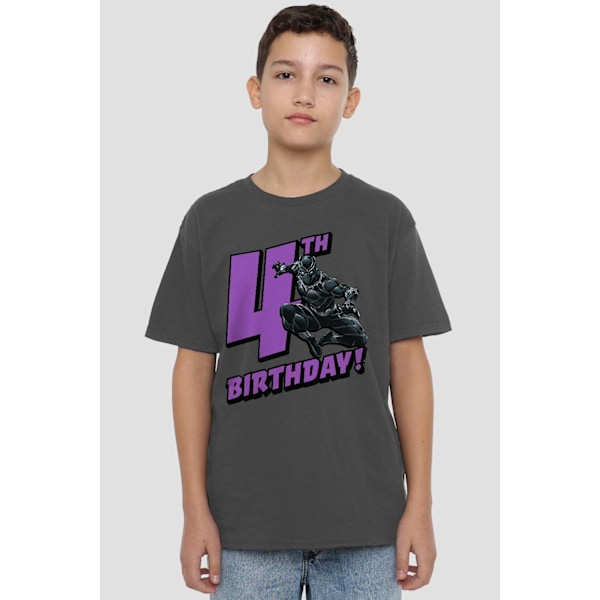 Black Panther Barn/Barn 4-årsdag T-shirt 12-13 År C Charcoal 12-13 Years
