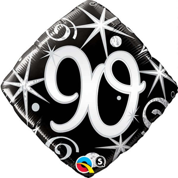 Qualatex 18 Inch Sparkles & Swirls Diamantformad Age 90 Folie B Black/Silver One Size