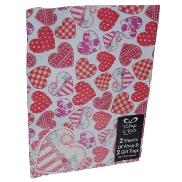 Pappershjärtan Valentinsdags Presentpapper (4-pack) En Storlek Röd/Vit/Rosa Red/White/Pink One Size