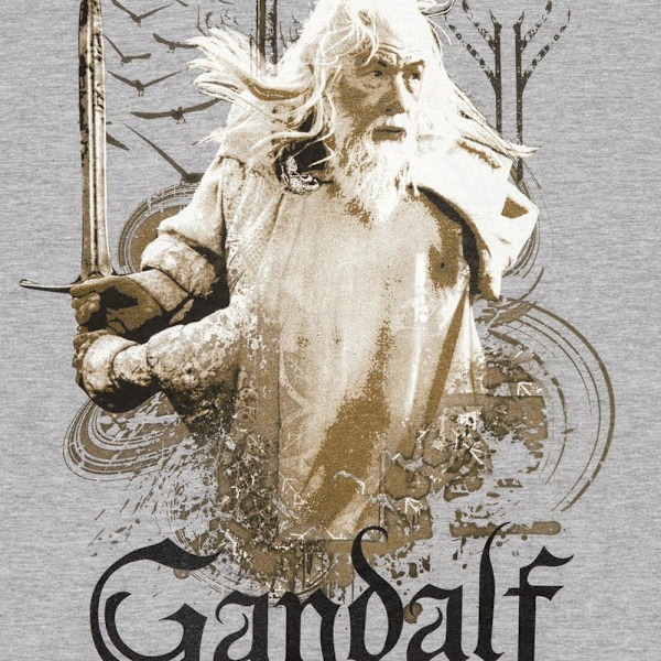 The Lord Of The Rings Herr Gandalf Heather T-shirt S Grå/Matt Guld Grey/Dull Gold S