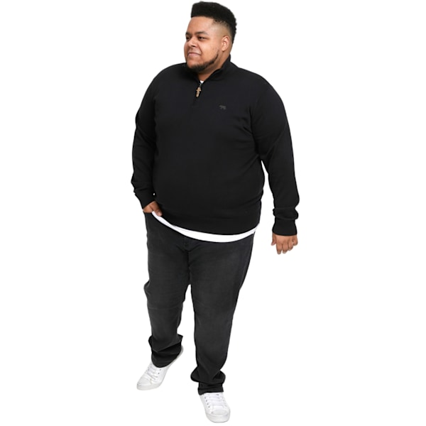 Duke Herr D555 Giuseppe 1 Stickad Kvart Zip Kingsize Tröja Black 4XL