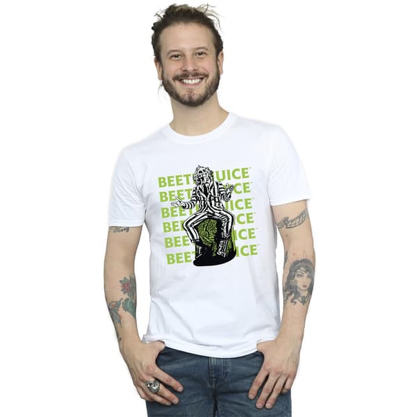 Beetlejuice Herr Pose Bomulls T-shirt 5XL Vit White 5XL