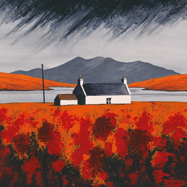 Anthony Barber Loch Erisort - Höstmotiv på canvas 40 cm x 40 cm O Orange/Grey 40cm x 40cm