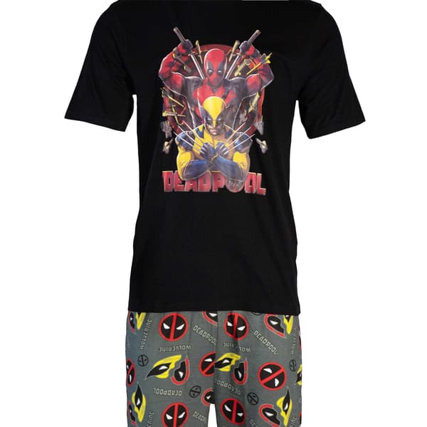 Deadpool & Wolverine Herr Action Pose Bomulls Pyjamasset XXL Bla Black/Multicoloured XXL