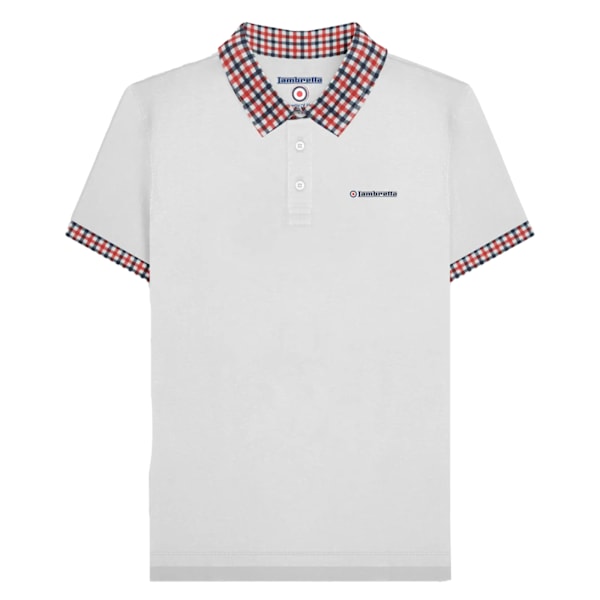 Lambretta Herr SS25 Gingham Pikétröja 4XL Vit White 4XL