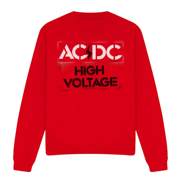 AC/DC Unisex Vuxen High Voltage Stencil Sweatshirt L Röd Red L