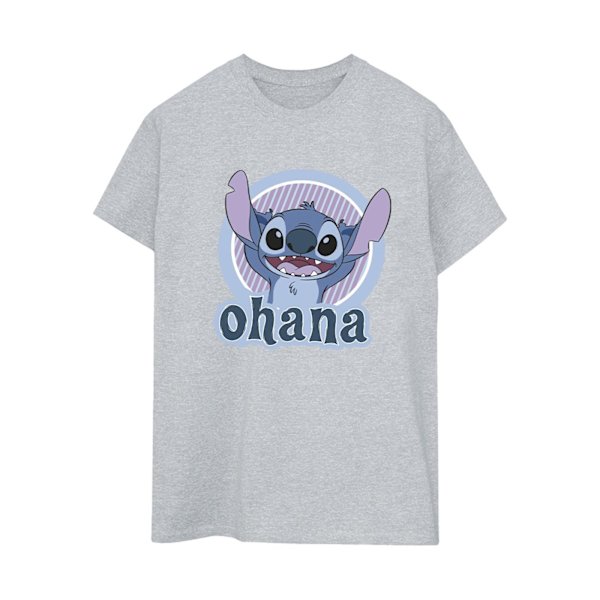 Disney Dam/Damer Lilo Och Stitch Ohana Cirkel Bomull Pojkvän Sports Grey L