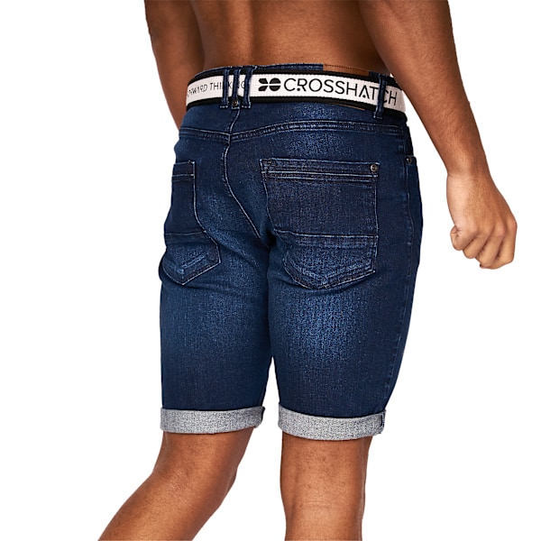 Crosshatch herr Reestier denimshorts 30R mörk tvätt Dark Wash 30R