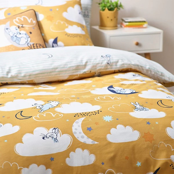 Peter Rabbit Sleepy Head Påslakanset Enkelsäng Ockra Ochre Single