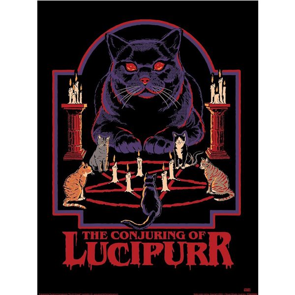 Steven Rhodes The Conjuring Of Lucipurr Print 40cm x 30cm Svart Black/Multicoloured 40cm x 30cm