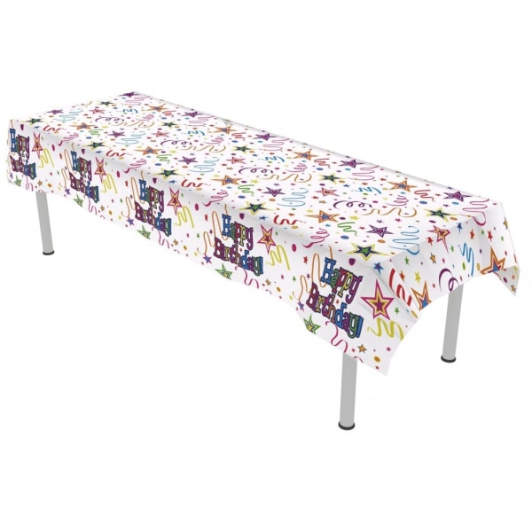 Oaktree Ribbons And Stars Plast Happy Birthday Party Table Co White/Multicoloured One Size