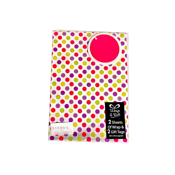 Polka Dot Presentpapper (2-pack) One Size Vit/Röd/Lila White/Red/Purple One Size