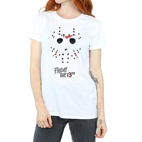 Fredag den 13:e Dam/Dam Jason Hockey Mask Bomull Boyfriend T- White XXL