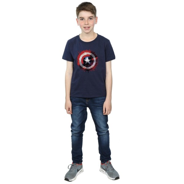 Captain America Boys Art Shield T-shirt 9-11 år Marinblå Navy Blue 9-11 Years