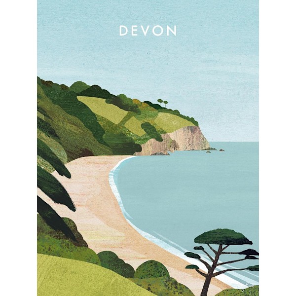 Henry Rivers Devon Blackpool Sands Canvas Print 50cm x 40cm Mul Multicoloured 50cm x 40cm