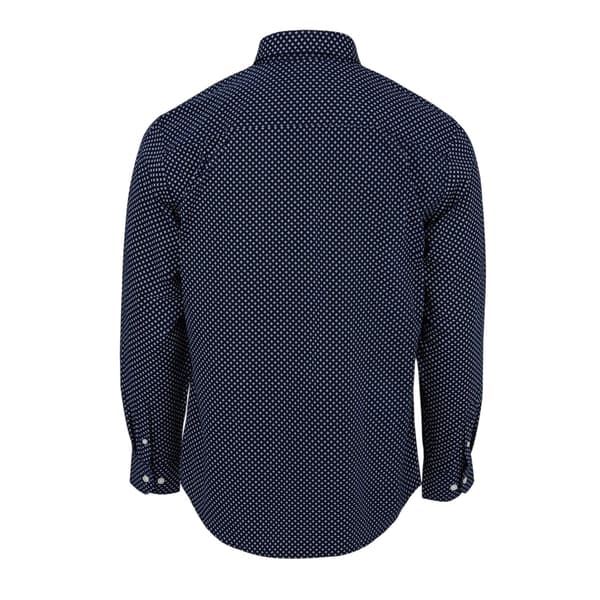 Fabric mönstrad poplinskjorta med lång ärm för herrar S marinblå/vit Navy/White S