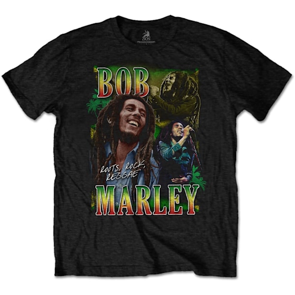 Bob Marley Unisex Vuxen Roots Rock Reggae Homage T-Shirt XL Bla Black XL