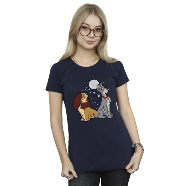 Disney Dam/Kvinnor Lady Och Lufsen Måne Bomull T-Shirt M N Navy Blue M