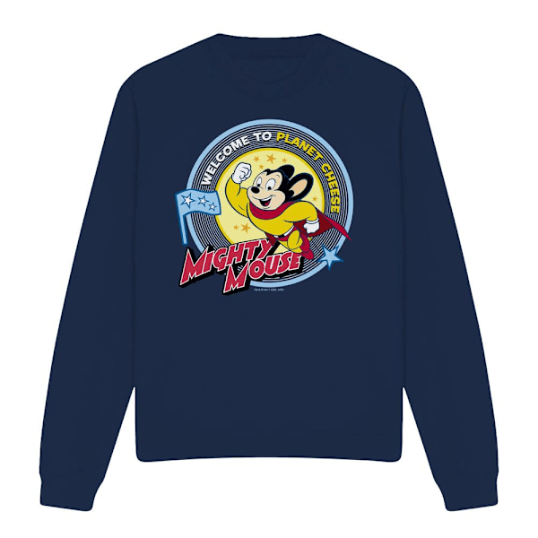 Mighty Mouse Unisex Vuxen Planet Cheese Sweatshirt L Marinblå Navy L