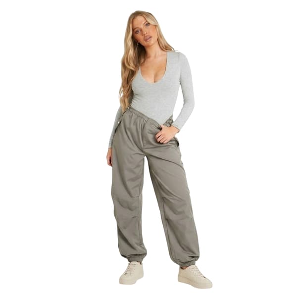 Missy Empire Dam/Dam Låg Urringad Långärmad Bodysuit 4 U Grey 4 UK