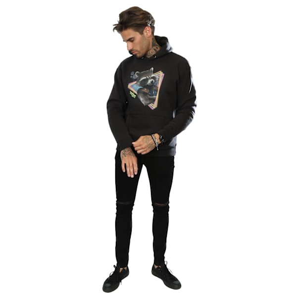 Marvel Herr Guardians Of The Galaxy Neon Rocket Hoodie L Svart Black L
