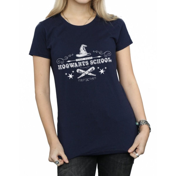 Harry Potter Dam/Kvinnor Hogwarts Första Året Bomull T-shirt X Navy Blue XL