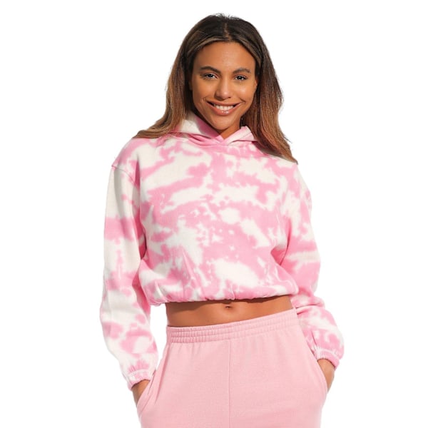 Light And Shade Dam/Dam Tie Dye Crop Hoodie XL Ljusrosa Light Pink XL