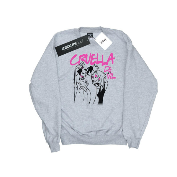 Disney Dam/Dam Cruella De Vil Collared Sweatshirt M Sport Sports Grey M