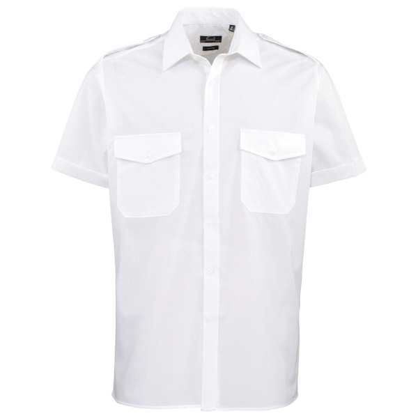 Premier Herr Kortärmad Pilot Plain Work Shirt 18 Vit White 18