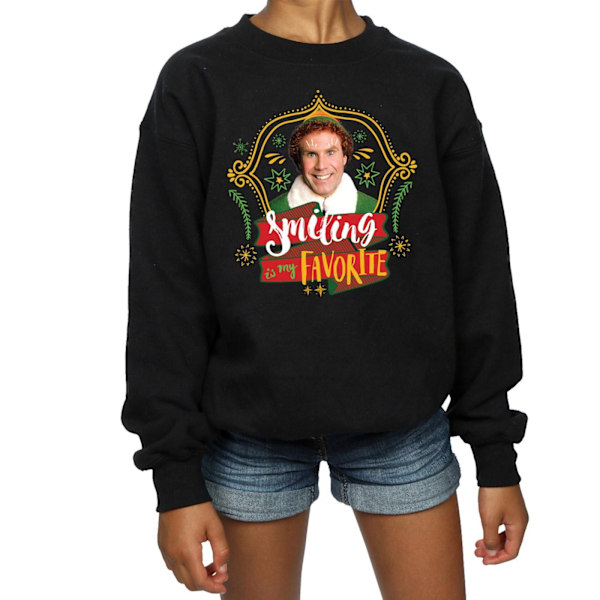 Elf Girls Buddy Smiling Sweatshirt 9-11 år Svart Black 9-11 Years