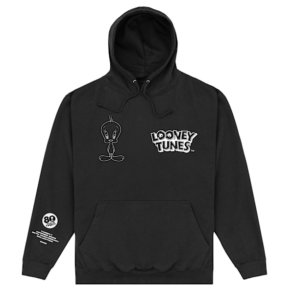 Looney Tunes Unisex Vuxen 80-års Tweety Outline Hoodie 4XL Svart Black 4XL