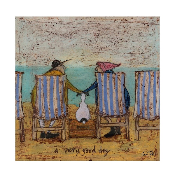 Sam Toft A Very Good Dog II Pappersutskrift 40cm x 40cm Blå/Brun/ Blue/Brown/White 40cm x 40cm