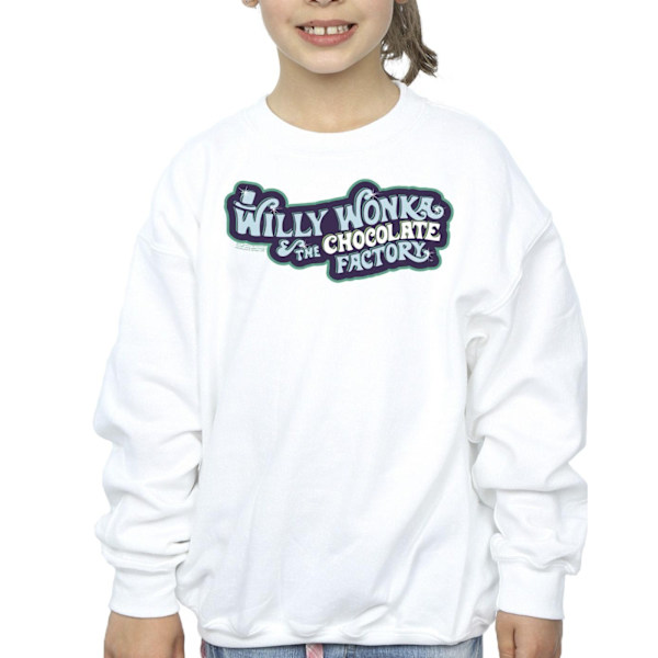 Willy Wonka Girls Chocolate Factory Logo Sweatshirt 9-11 år White 9-11 Years
