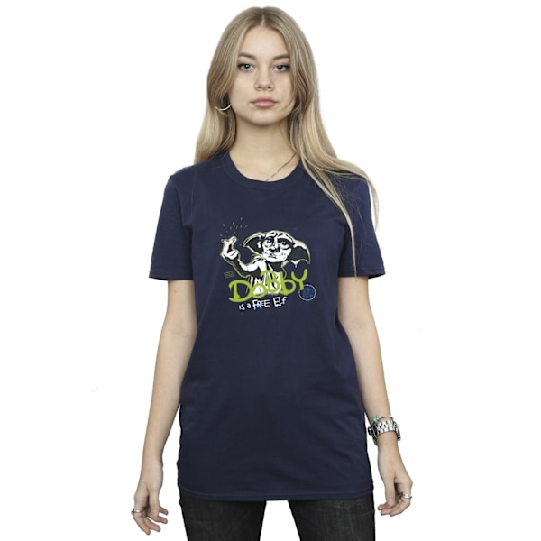 Harry Potter Dam/Damer Dobby A Elf Bomull Boyfriend T-Shirt Navy Blue M