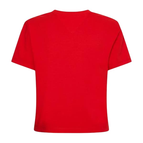 Tommy Jeans Dam Broderad Logotyp Bomull Kort T-shirt Deep Crimson Red 20 UK