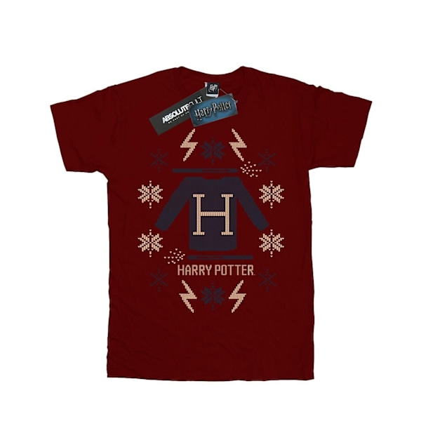 Harry Potter flickor jul stickad bomull T-shirt 5-6 år Bourgogne Burgundy 5-6 Years