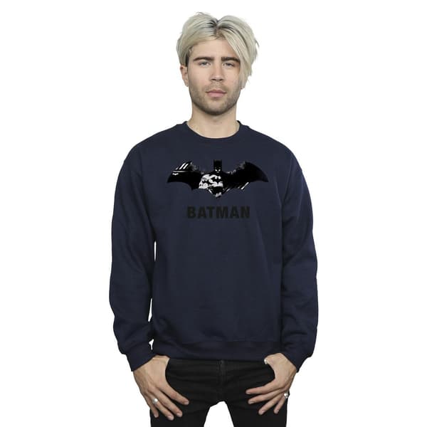 DC Comics Herr Batman Svart Stare Logo Sweatshirt S Marinblå Navy Blue S